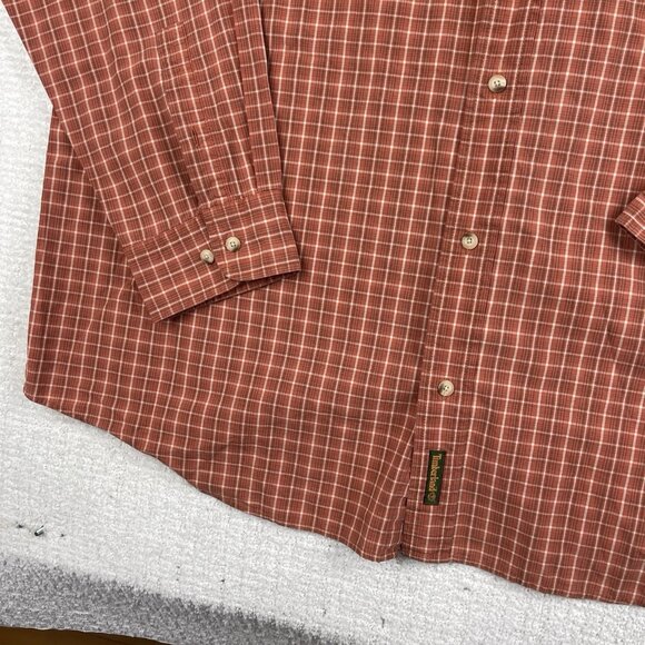 Timberland Men's 2XL Button Down Long Sleeve Orange Gingham Plaid Shirt Vintage - Picture 5 of 16